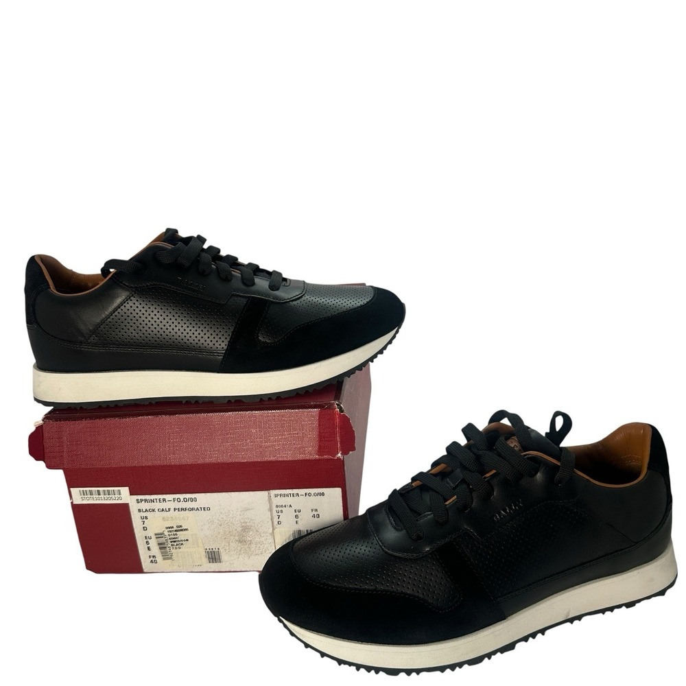 Bally Mens Sprinter Leather Casual Sneaker US Size 7 (D) Black‎ Calf Perforated